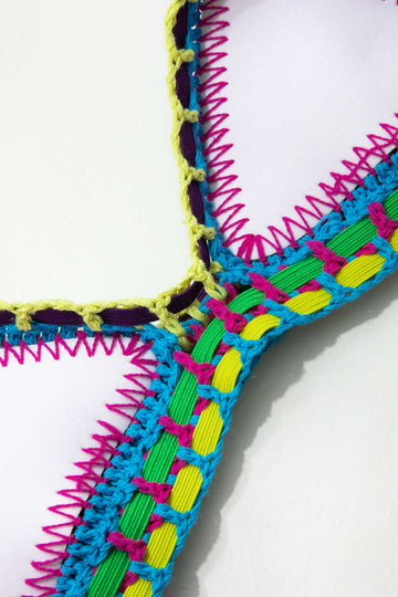 Contrast Crochet Trim Bikini Set