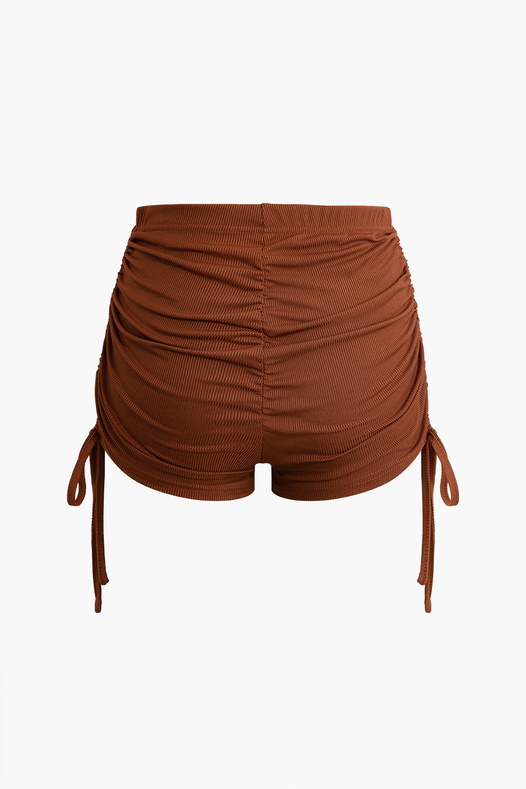 Solid Drawstring Zipper Shorts Set
