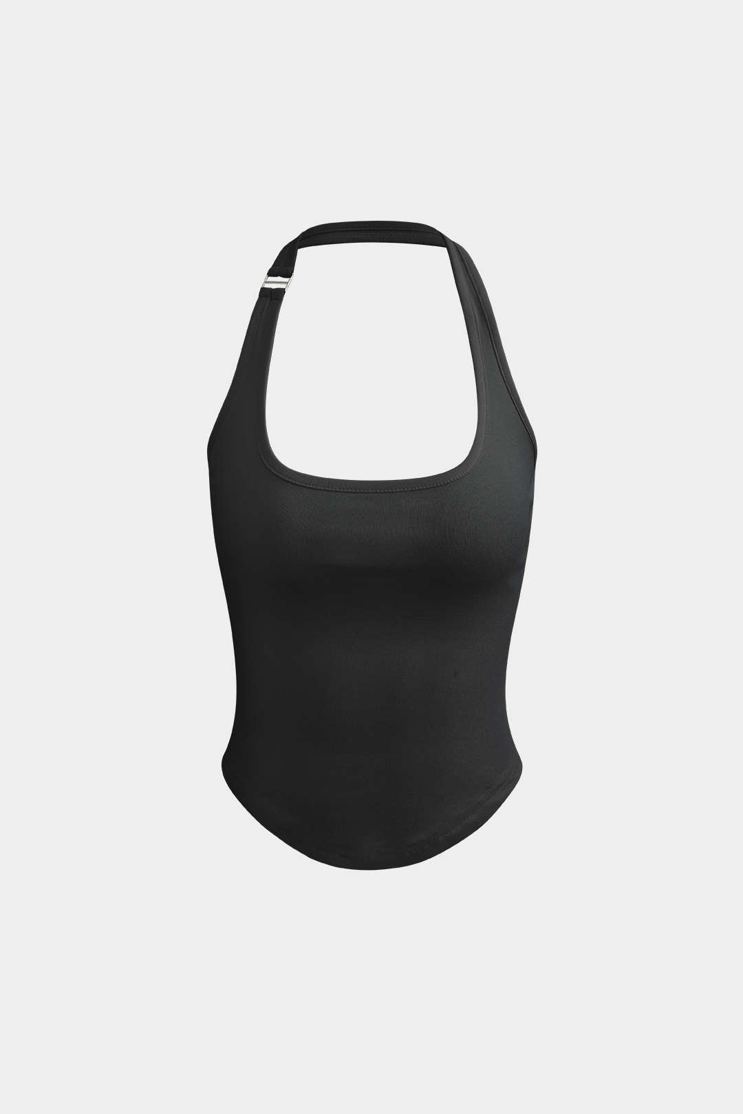 Bażiku Solid Halter Curved Hem Tank Top