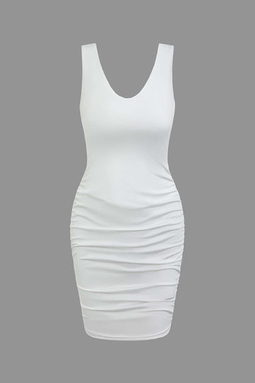 Ruched Backless Sleeveless Mini Dress