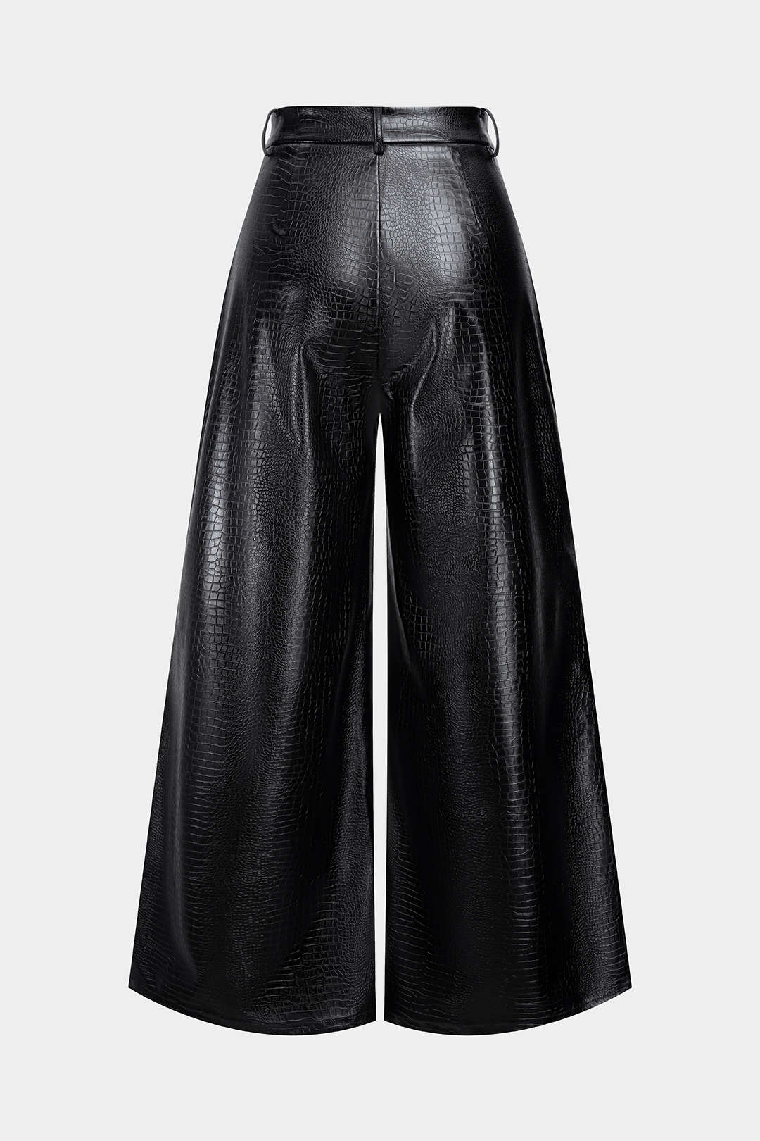 Crocodile Print Faux Leather High Waist Pants