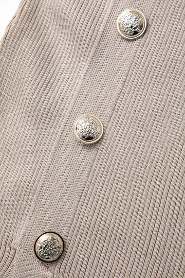 Cross Cut Out V-neck Button Slit Midi Dress