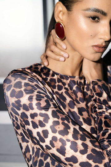 Leopard Print  Long Sleeve Bodysuit