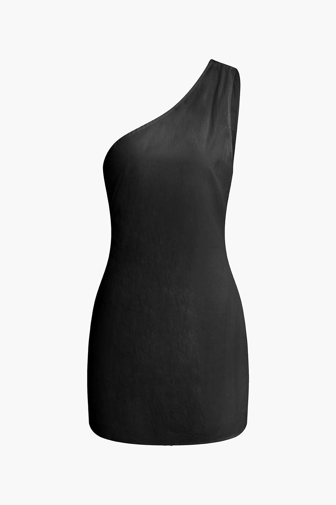 Solid Asymmetrical One Shoulder Mini Dress