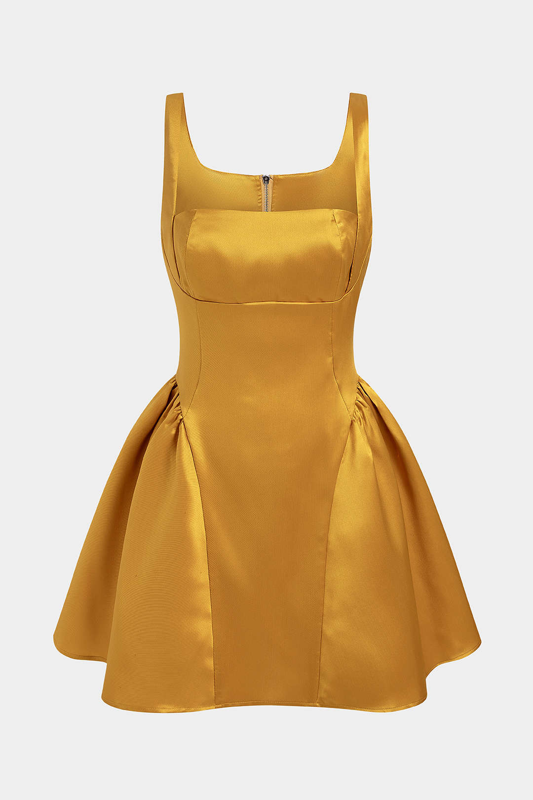 micas mini dress Micas Women's Sexy Satin Puff Hem Sleeveless Mini Dress Formal Party Dresses, BEIGE / M