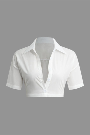 Basic Button Up Crop Shirt
