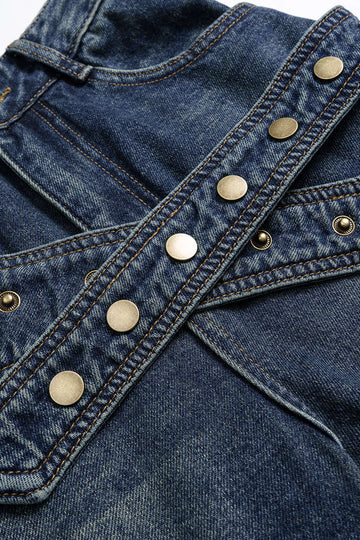 Denim Asymmetrical Wide Leg Jeans