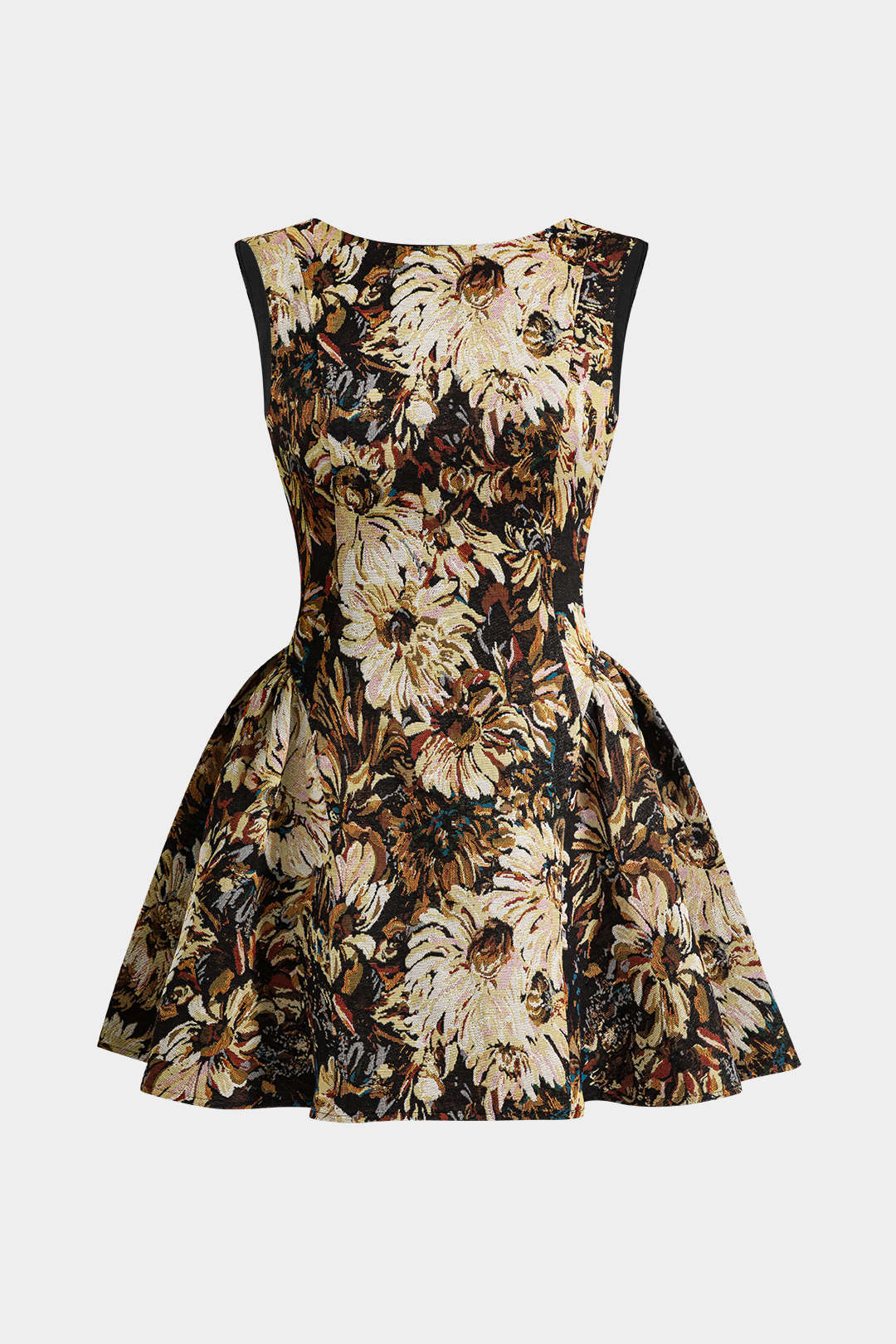 Jacquard Ruched Sleeveless Mini Dress Micas Jacquard Ruched Sleeveless Mini Dress Micas