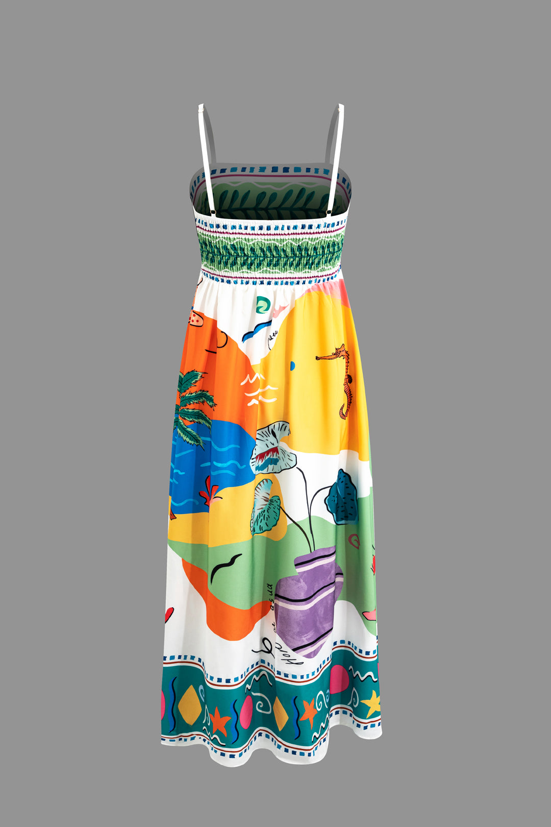 Tropical Print Slip Midi Dress