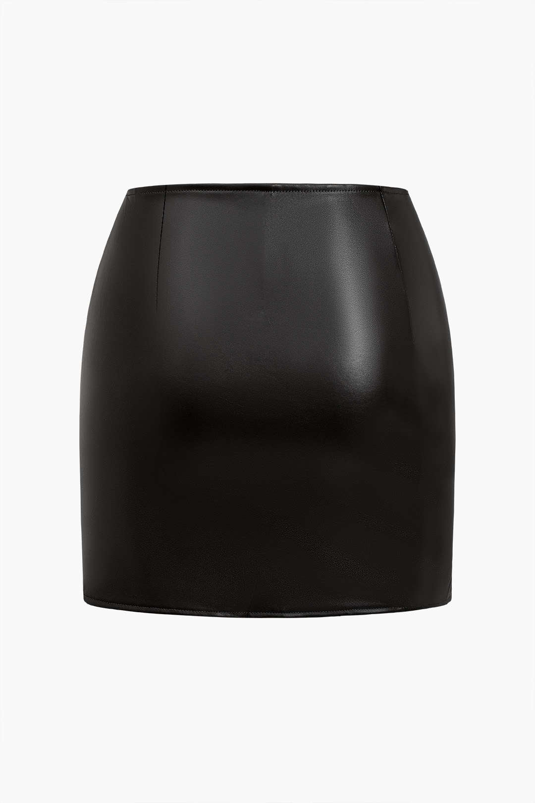 Ring Detail Faux Leather Cutout Mini Skirt