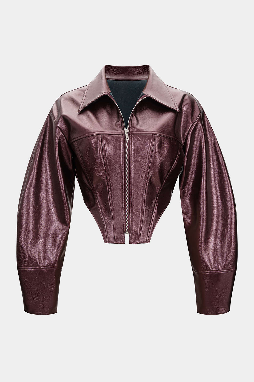 Faux Leather Zipper Corset Jacket