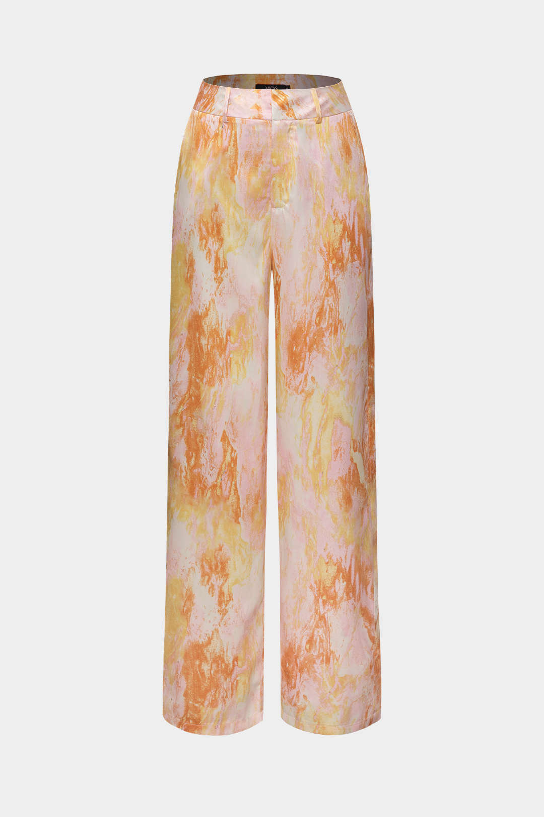 Marble Print High Waisted Full-length Straight Leg Pants