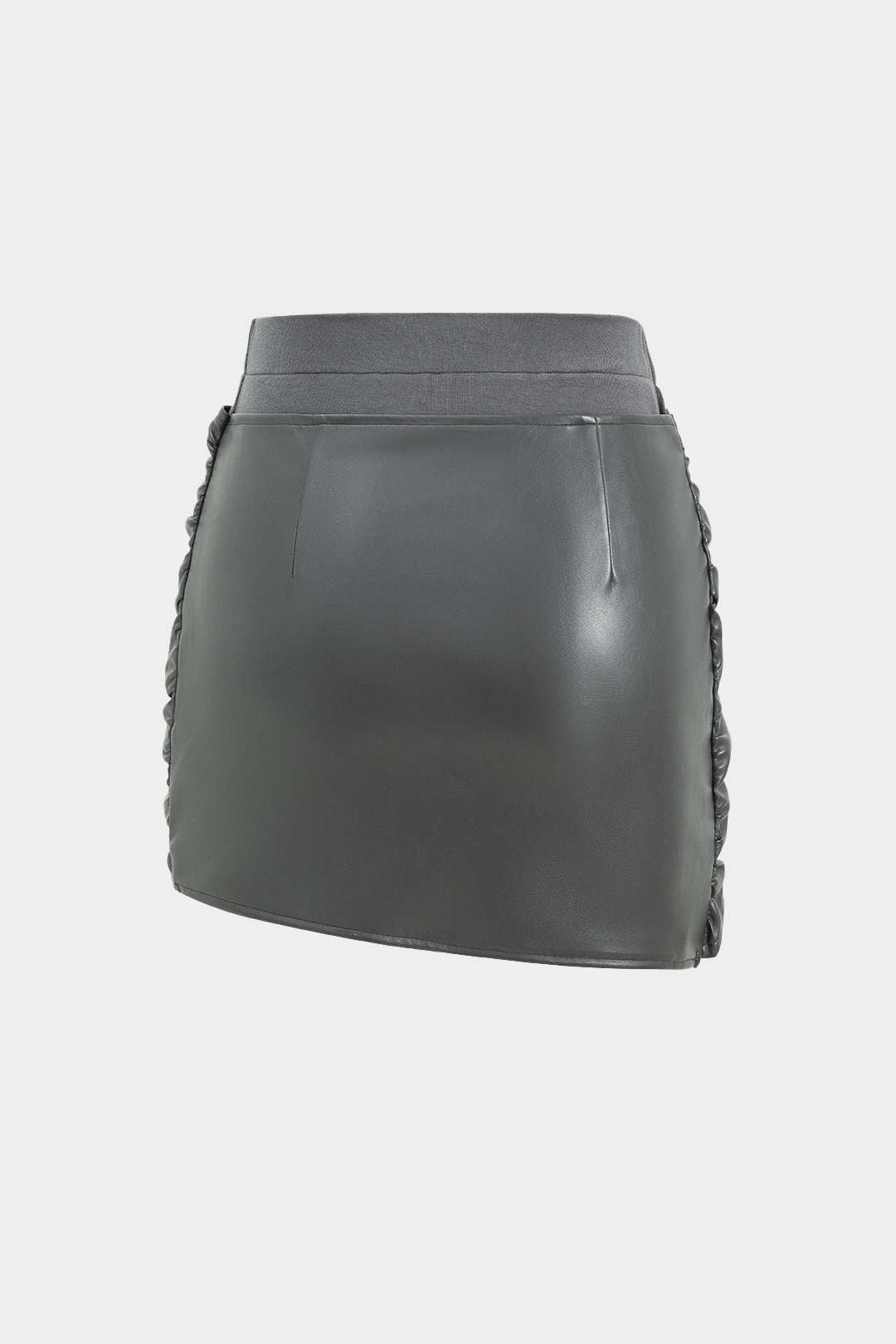 Patchwork Faux Leather Tie Front Mini Skirt