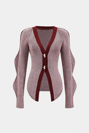 Cardigan à bouton en tricot solide