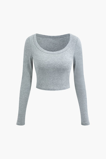 Basic Solid Long-Sleeve Top