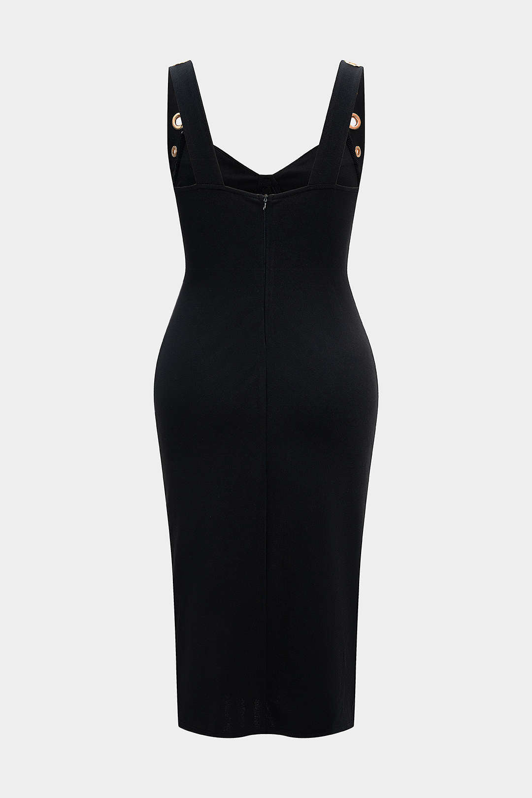 Plus Size Metallic Eyelet High Slit Sleeveless Maxi Dress