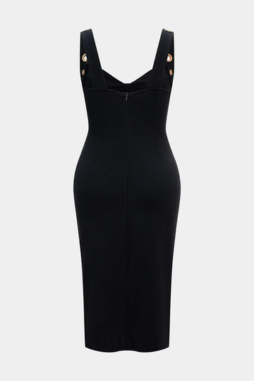 Plus Size Metallic Eyelet High Slit Sleeveless Maxi Dress