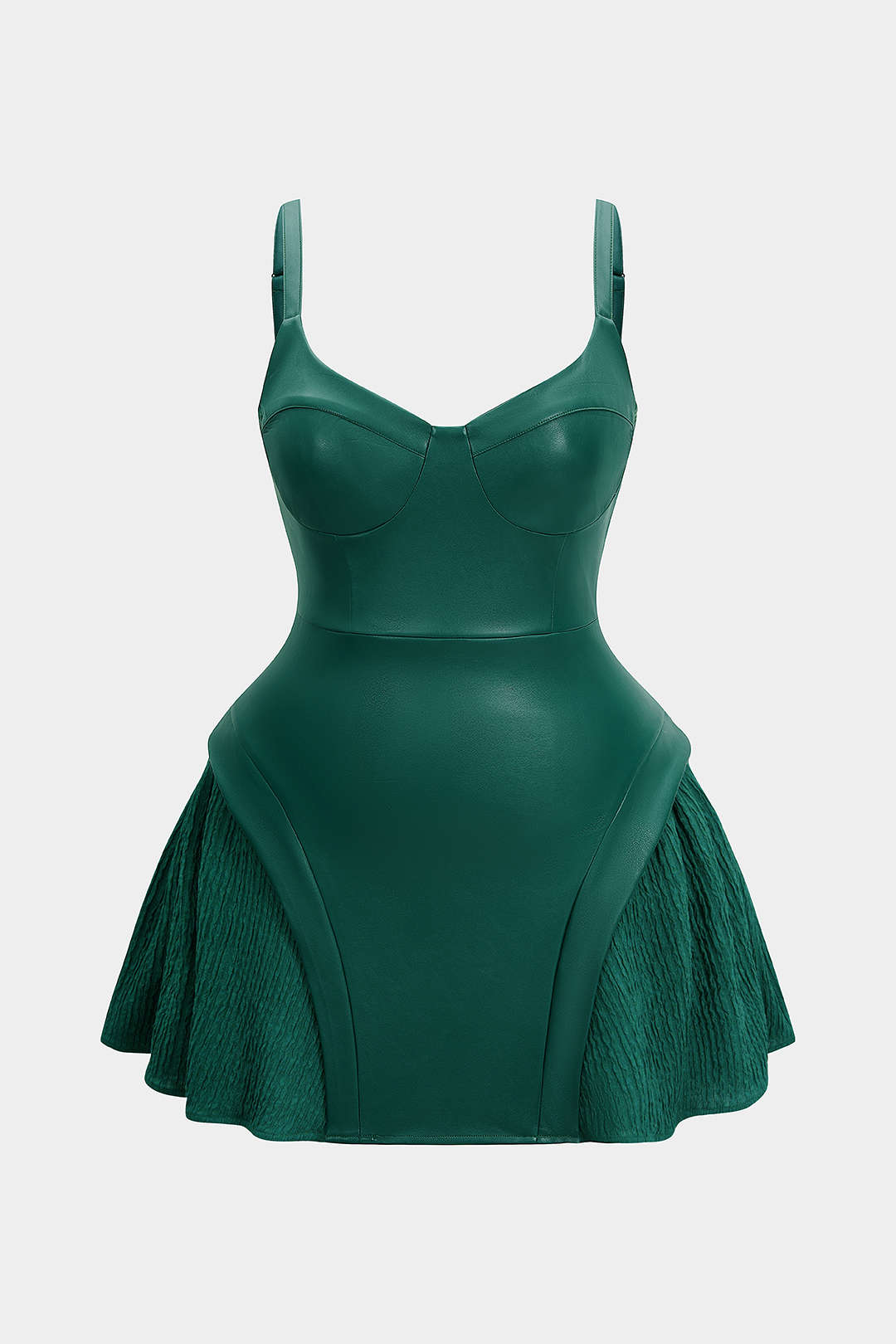 Plus Size Faux Leather Patchwork Sleeveless Mini Dress