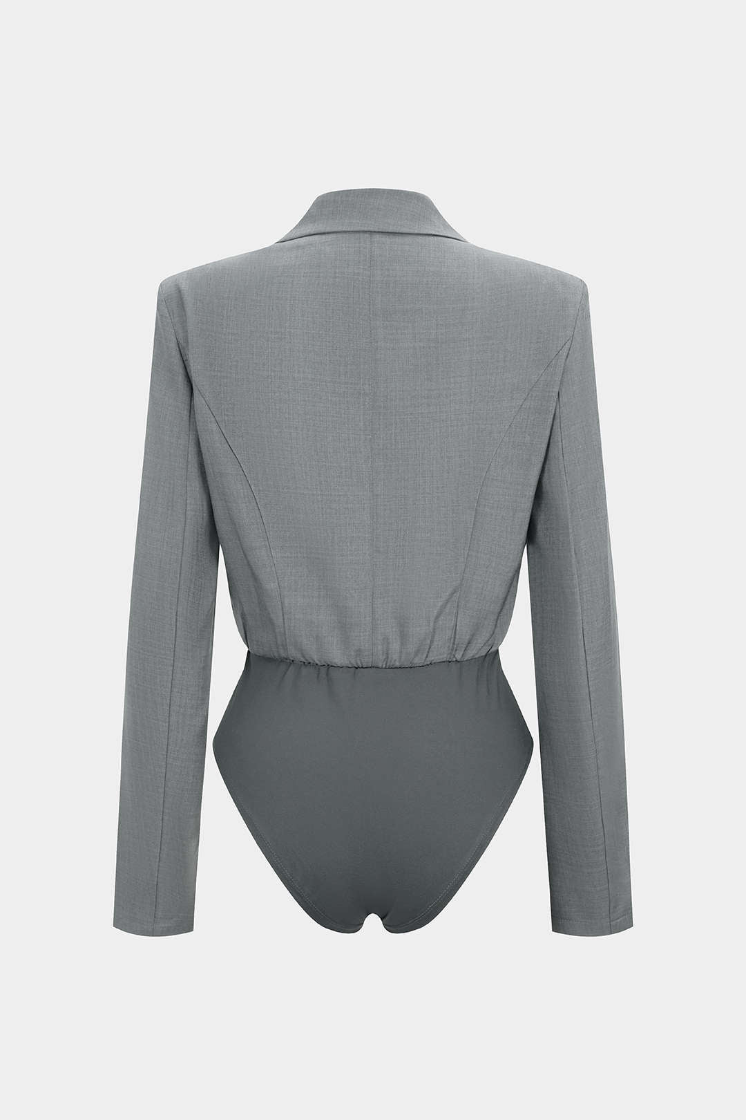 Notched Lapel Asymmetrical Long Sleeve Bodysuit