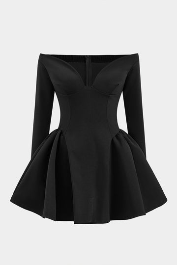 Off Shoulder Long Sleeve Mini Dress