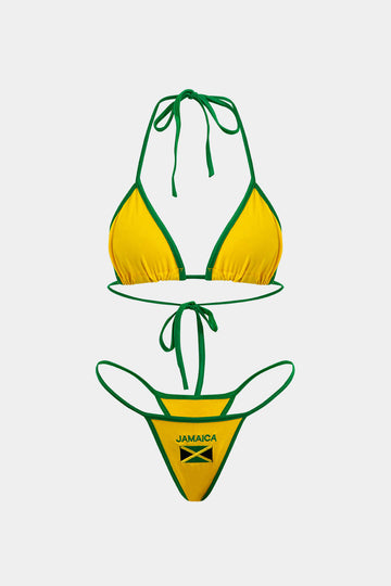 JAMAICA Embroidered Contrast Bikini Set