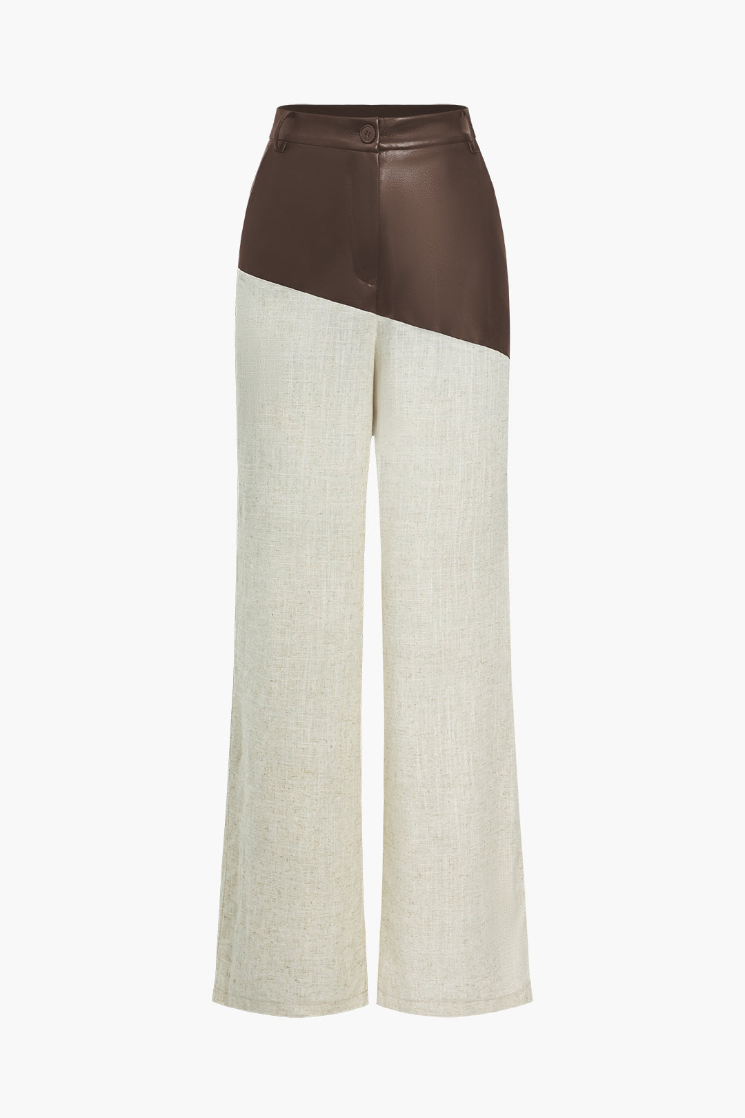 Contrast Color Block Print Straight-leg Trousers