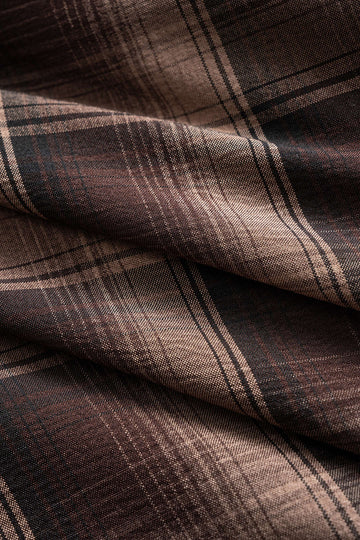 Suede Patchwork Plaid Print High Waist Skirt