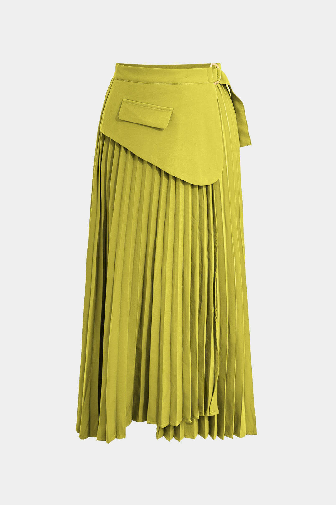 Solid Asymmetrical Pleated Skirt