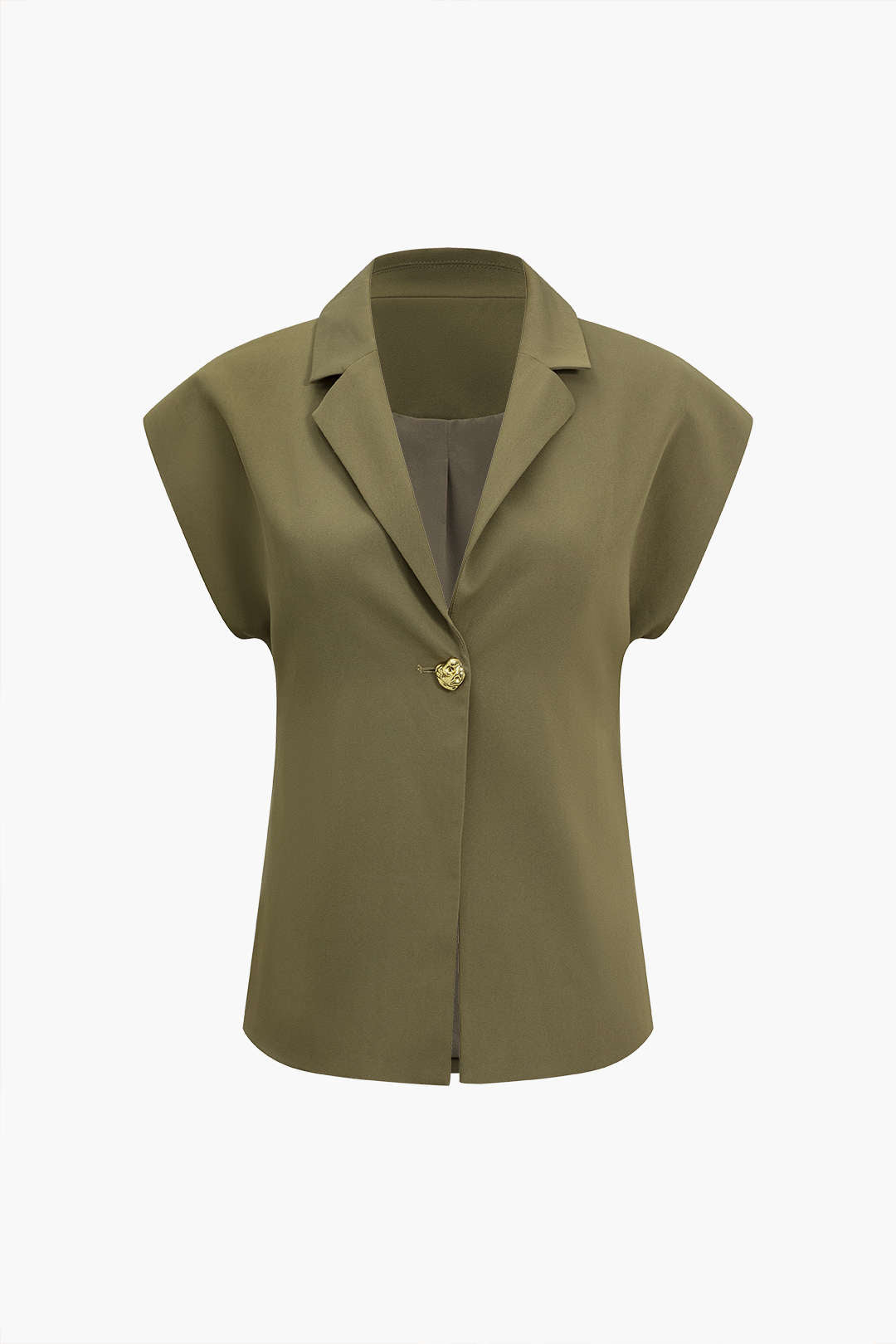 Solid V-neck Button Jacket