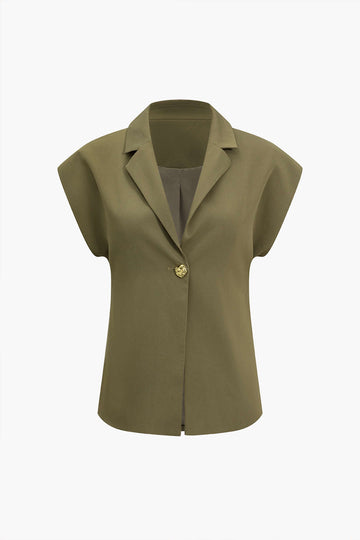 Solid V-neck Button Jacket