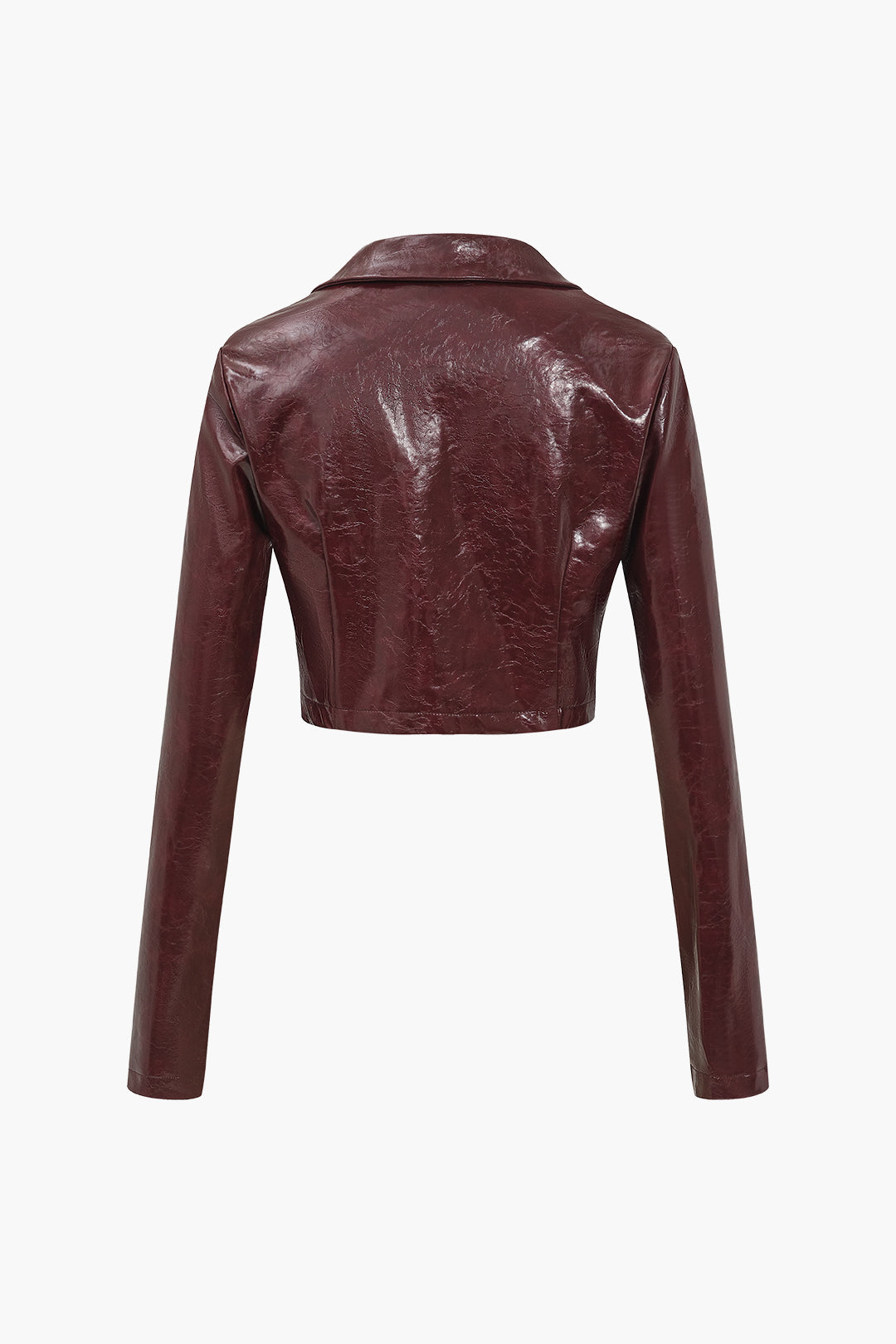 Jacket de bouton PU solide et de détails de poche