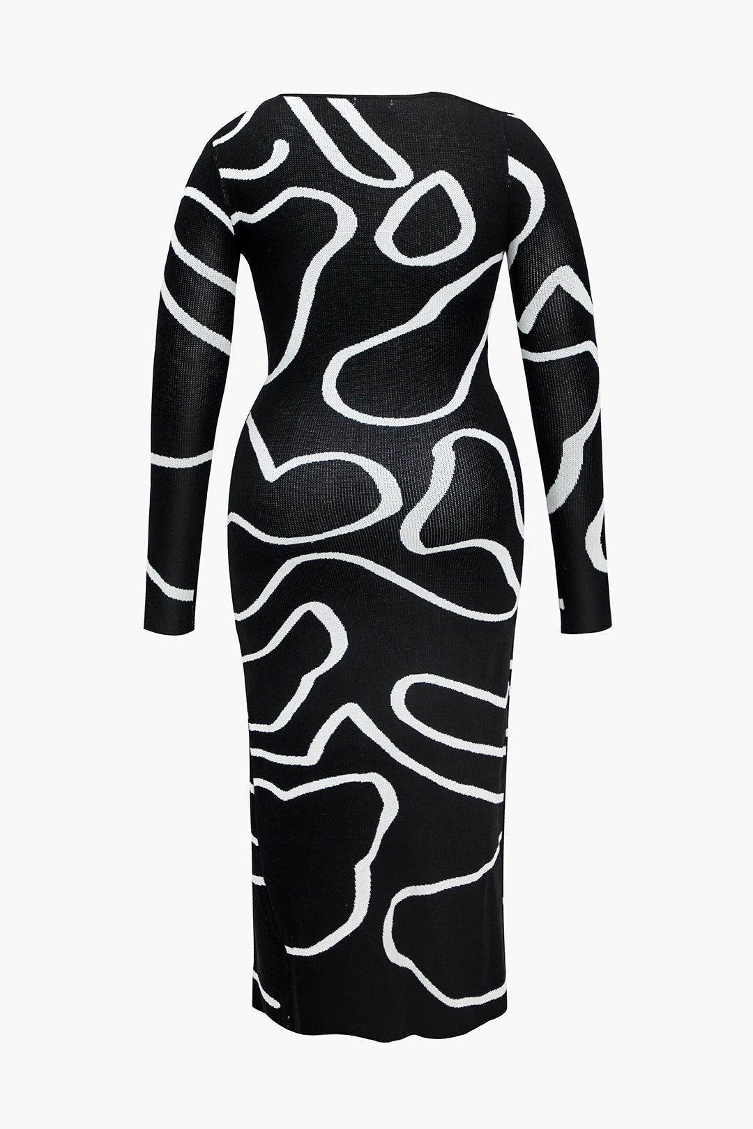 Plus Size Abstract Print Knit Cut Out Asymmetrical Mini Dress