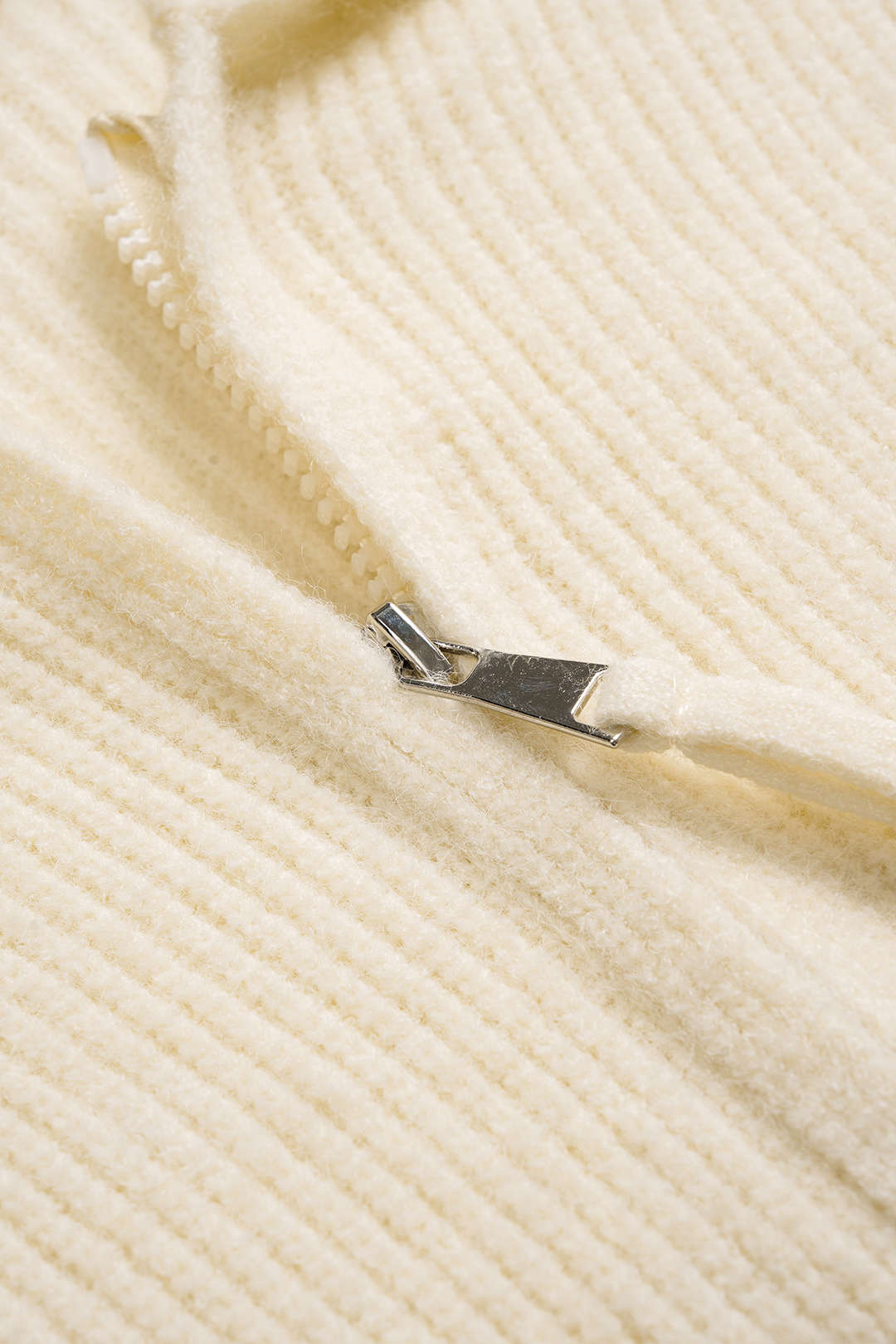 Knit Zipper Collar Cardigan