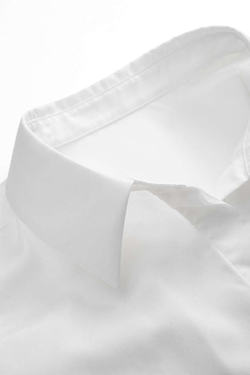 Faux Leather Patchwork Tie-Back Long-Sleeve Shirt