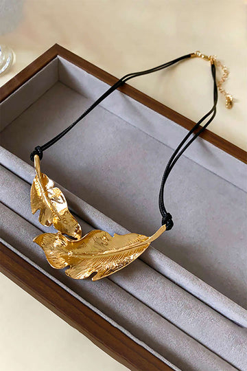 Collier de corde de feuilles en métal