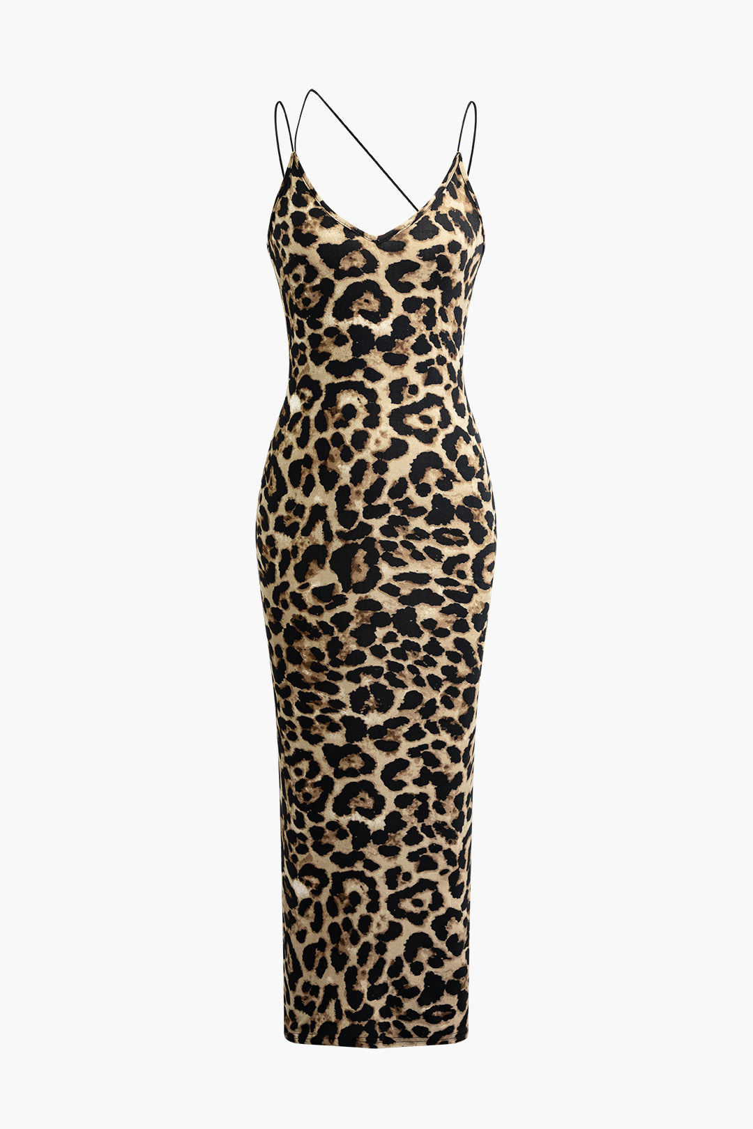 Leopard Print V-neck Slip Midi Dress