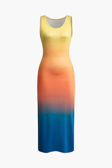 Ombre Cut Out Sleeveless Midi Dress