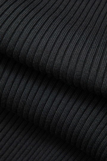 Asymmetric Rib Knit Button Long Sleeve Midi Dress