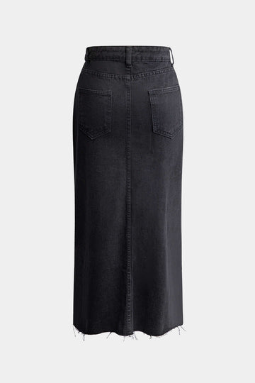 Kebbeb Split Denim Midi Skirt