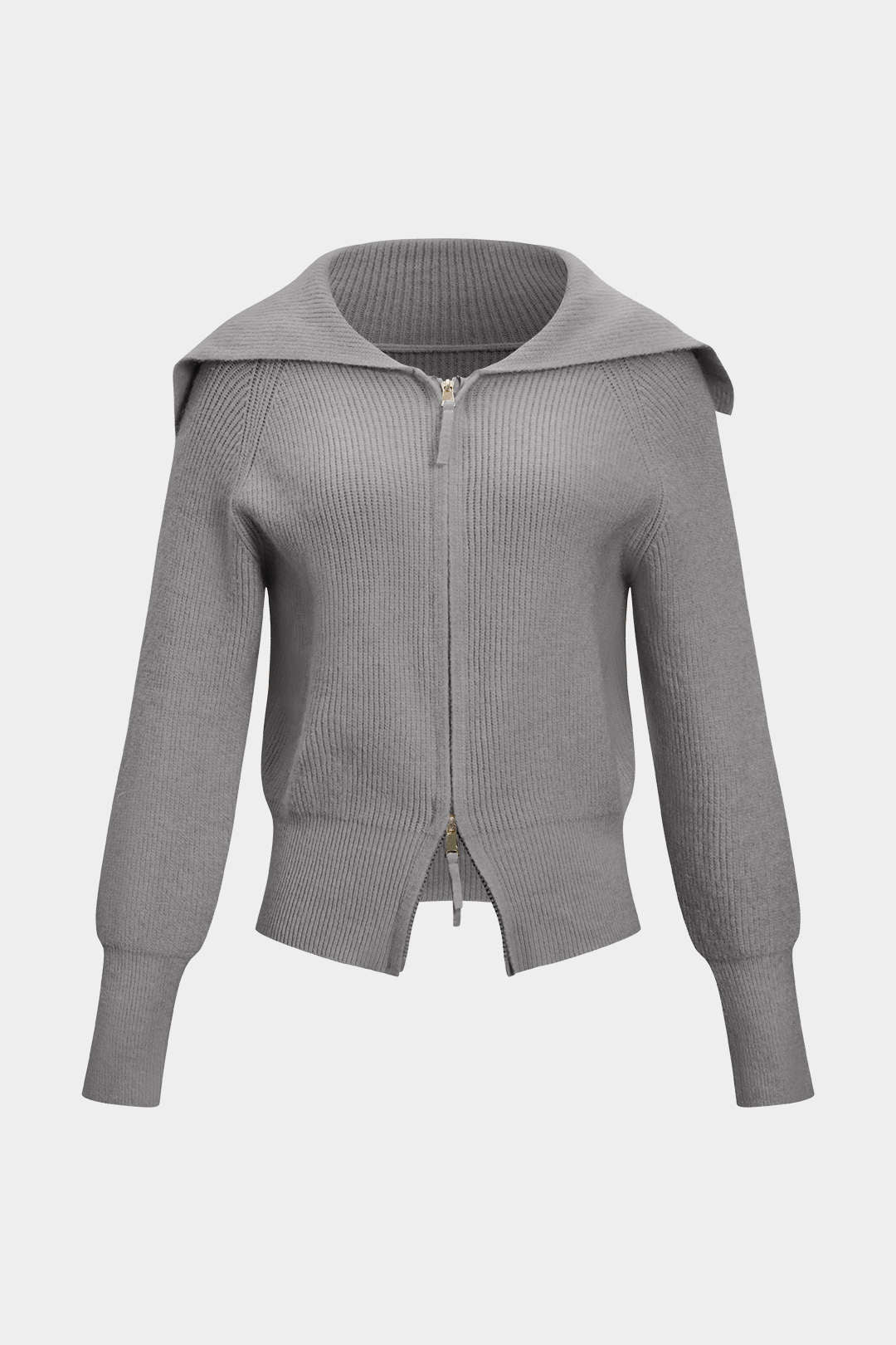 Knit Zipper Collar Cardigan