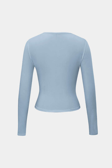 Basic Solid Round Neck Long Sleeve Top