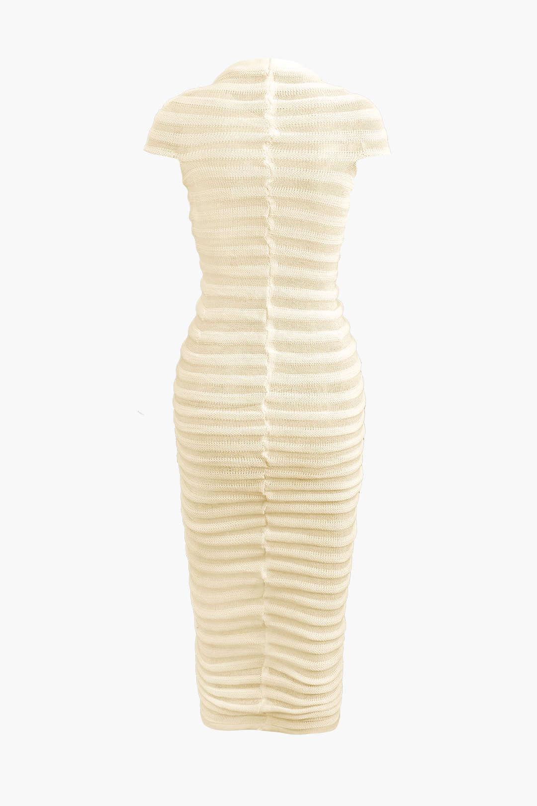 Mock Neck Knit Stripe Short Sleeve Maxi Dress