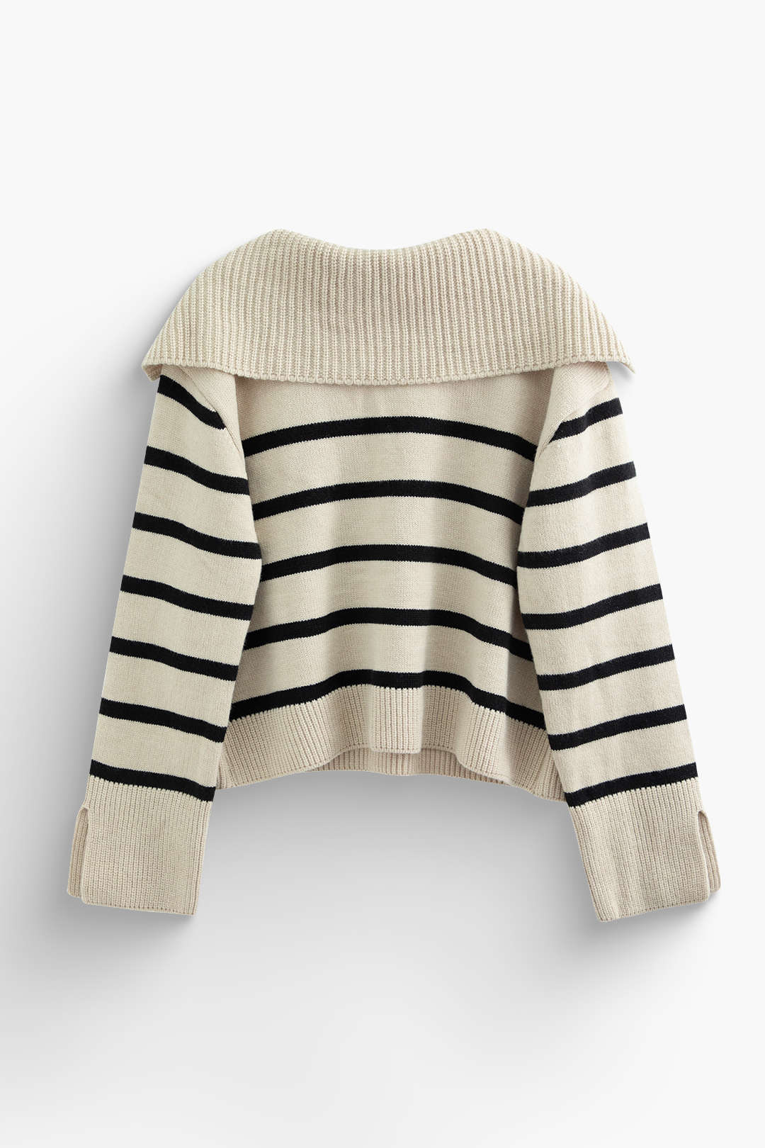 Open Collar Stripe Sweater