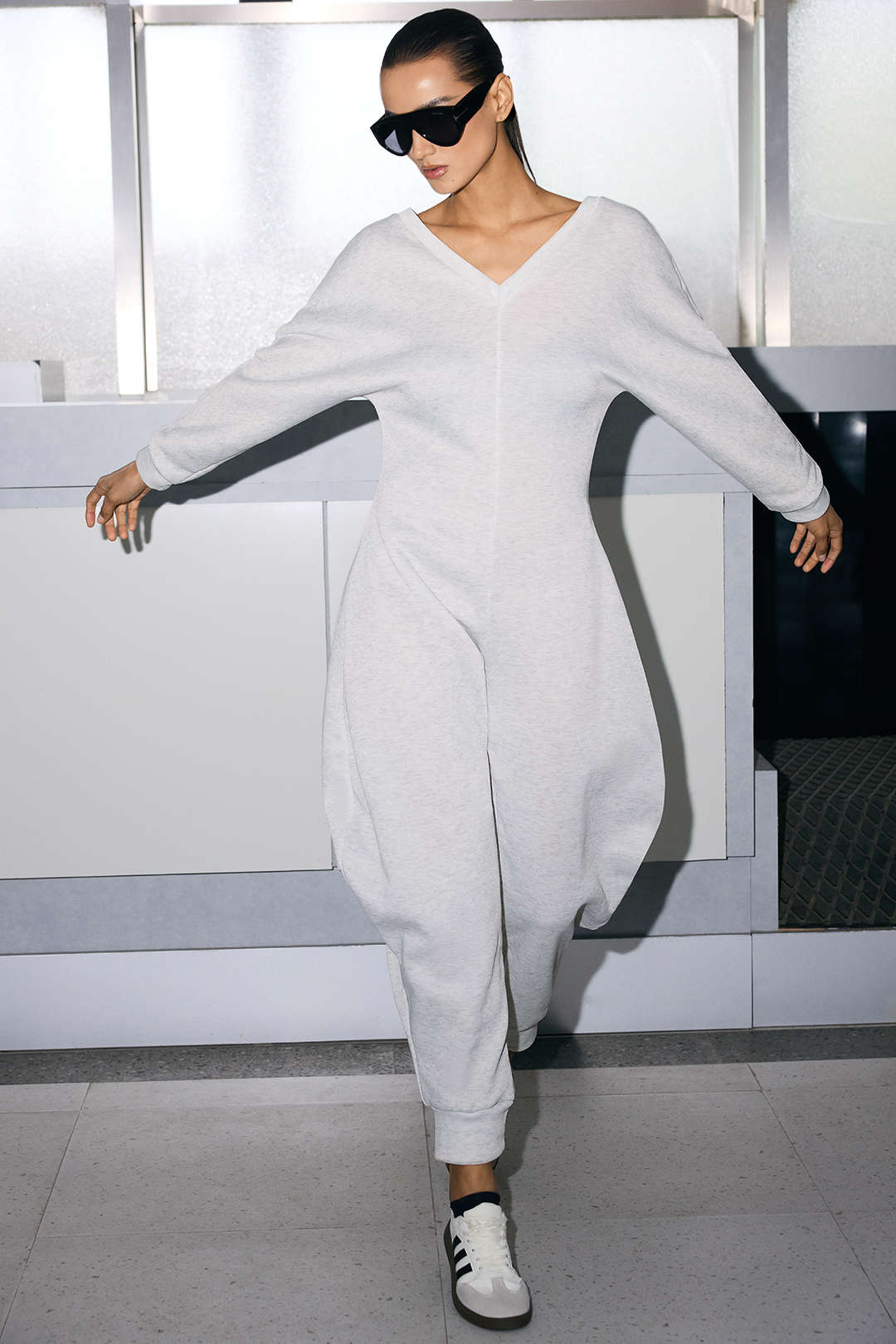 V-Neck Long Sleeve Jumpsuit