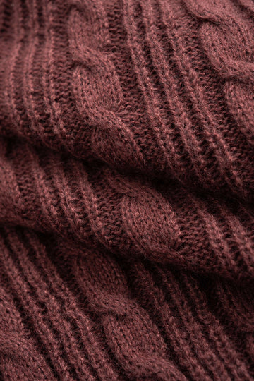 Cable Knit Lace Patchwork V-Neck Long Sleeve Top