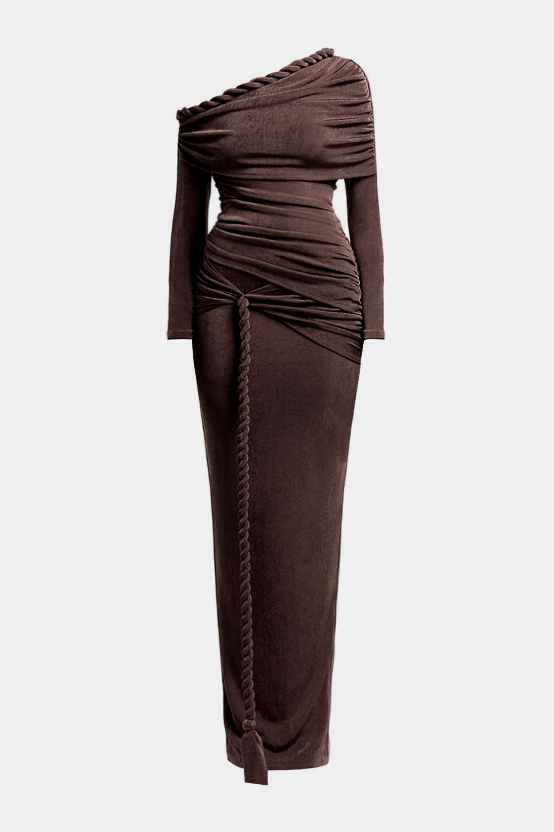 Asymmetrical Twist Long Sleeve Maxi Dress – Micas