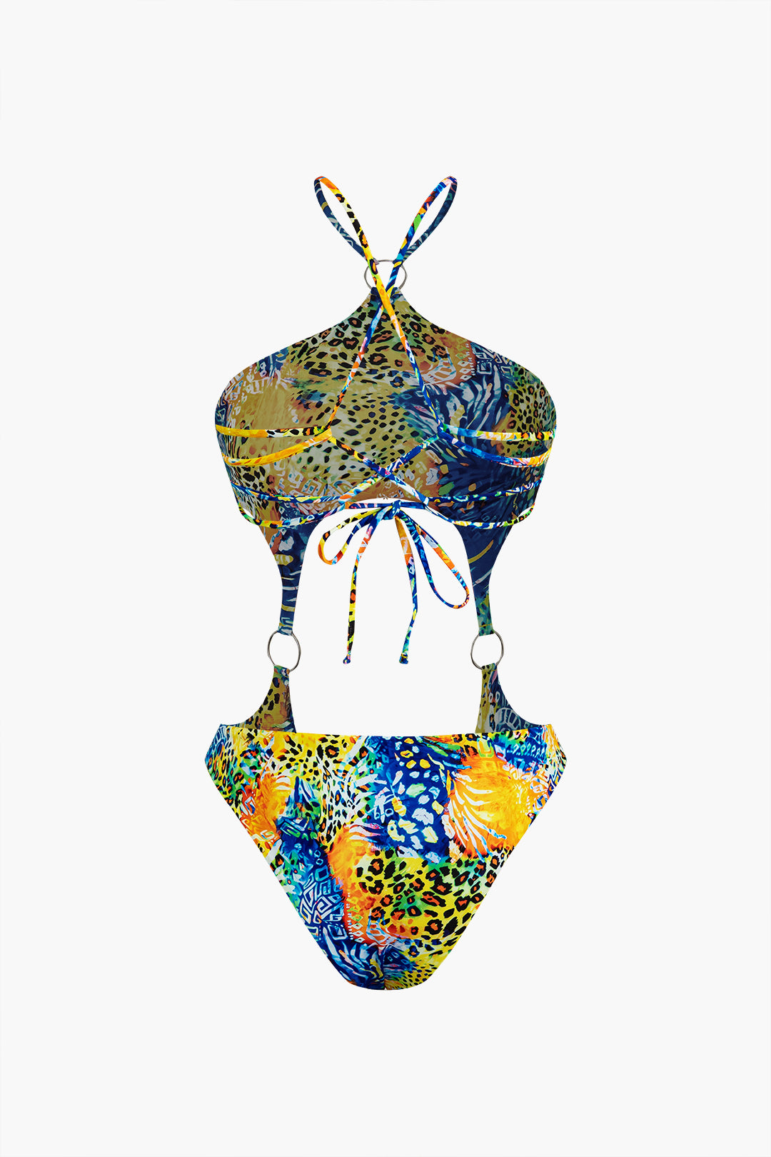 Abstract Print Cut Out One-Piece Swimsuit