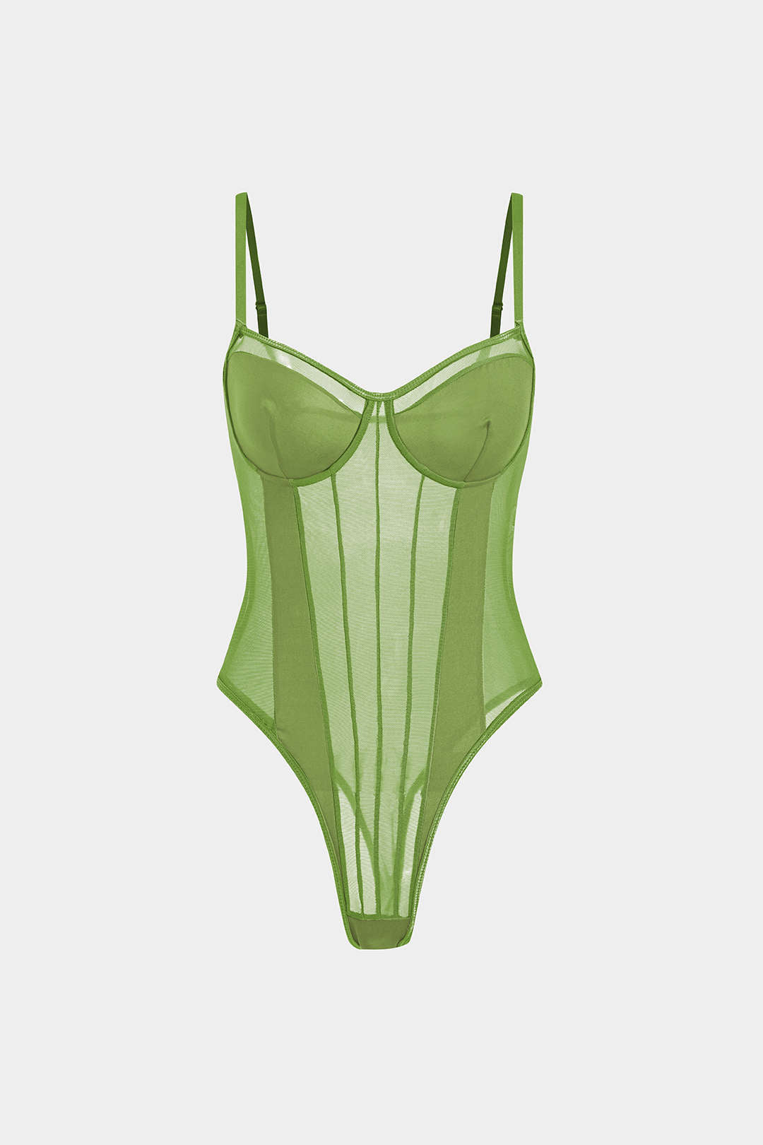 Mesh Backless Sheer Patchwork Corset Slip Bodysuit