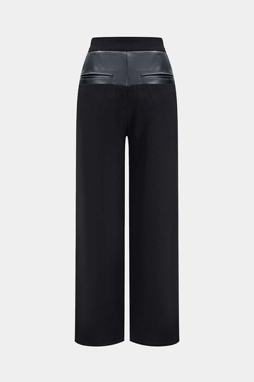 Patchwork Faux Skórzane spodnie