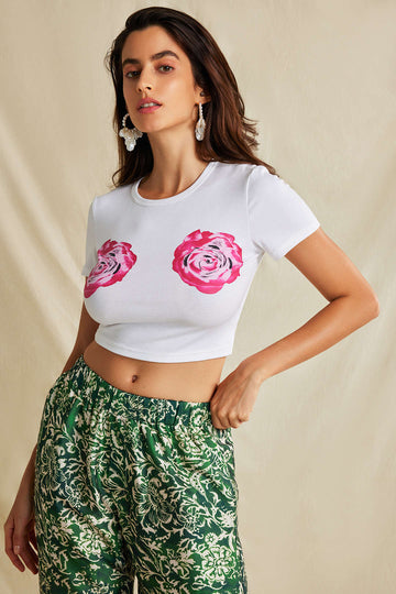 Floral Print Crop T-shirt